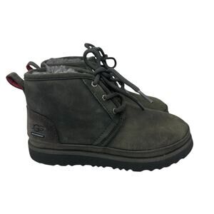 UGG KIDS NEUMEL WATERPROOF LEATHER CHARCOAL LINED WOOL WINTER BOOTS SIZE 3